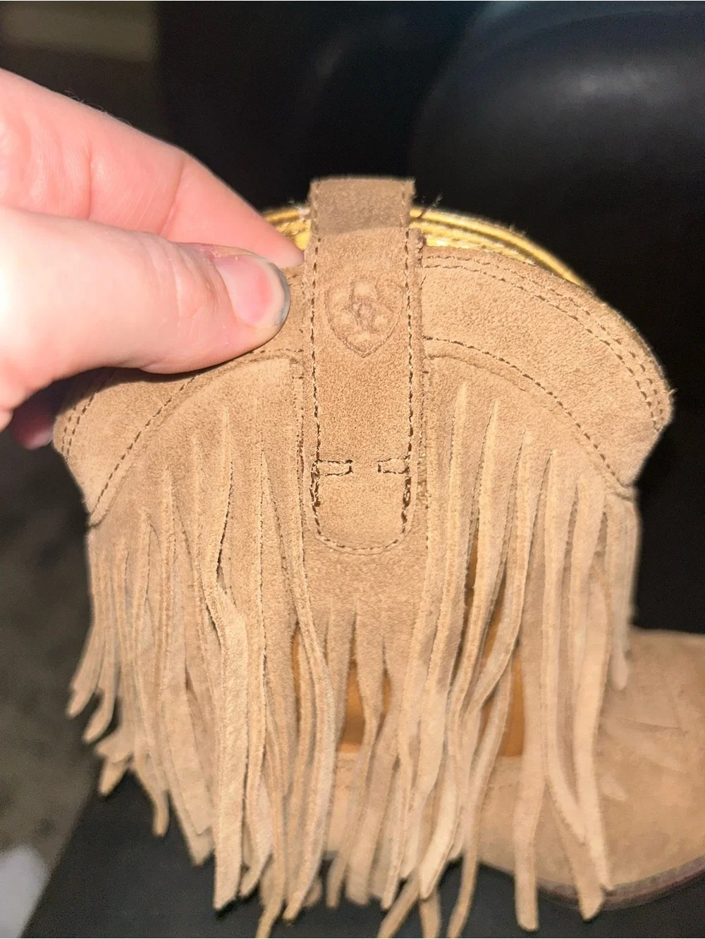 Ariat Tan Suede Fringe Western Ankle Boots